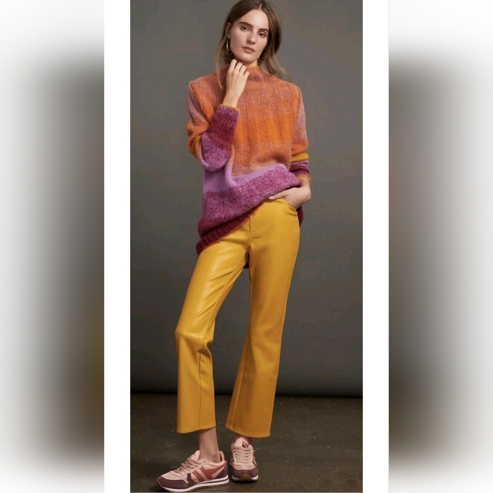Anthropologie Perri Ombre Knit Tunic Sweater Gradient Multicolor Mock-Neck Small
